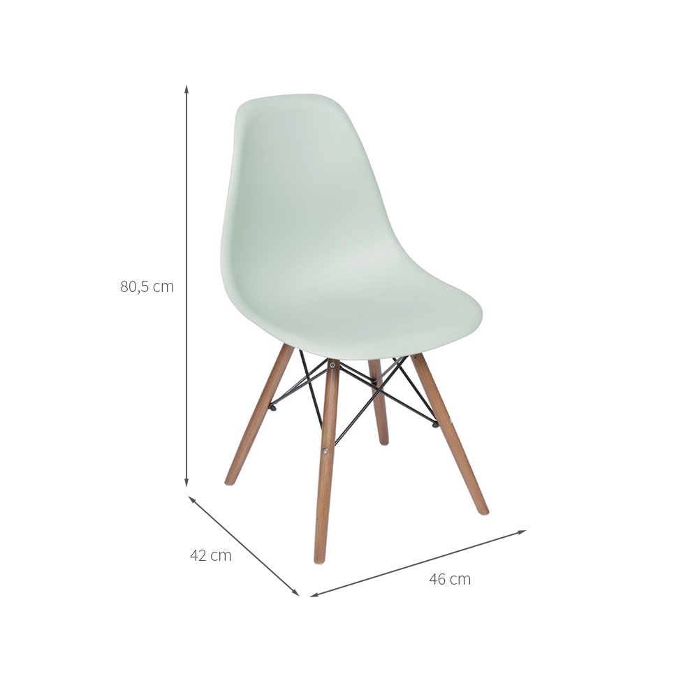 Conjunto com 4 Cadeiras DKR Eames Verde Claro e Madeira