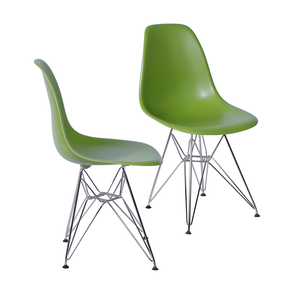 Conjunto com 4 Cadeiras DKR Eames Verde e Cromado