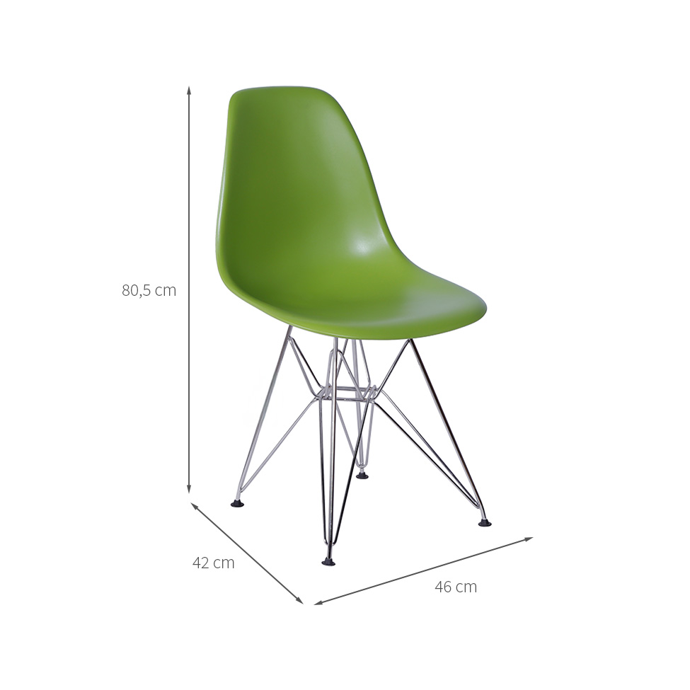 Conjunto com 4 Cadeiras DKR Eames Verde e Cromado