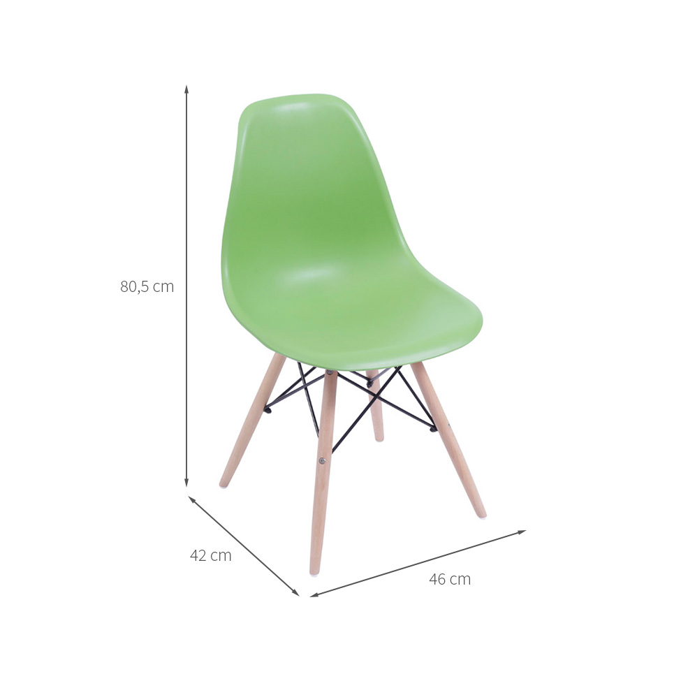 Conjunto com 4 Cadeiras DKR Eames Verde e Madeira