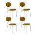Conjunto com 4 Cadeiras Elipse Poliéster Amarelo e Branco