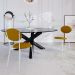 Conjunto com 4 Cadeiras Elipse Poliéster Amarelo e Branco