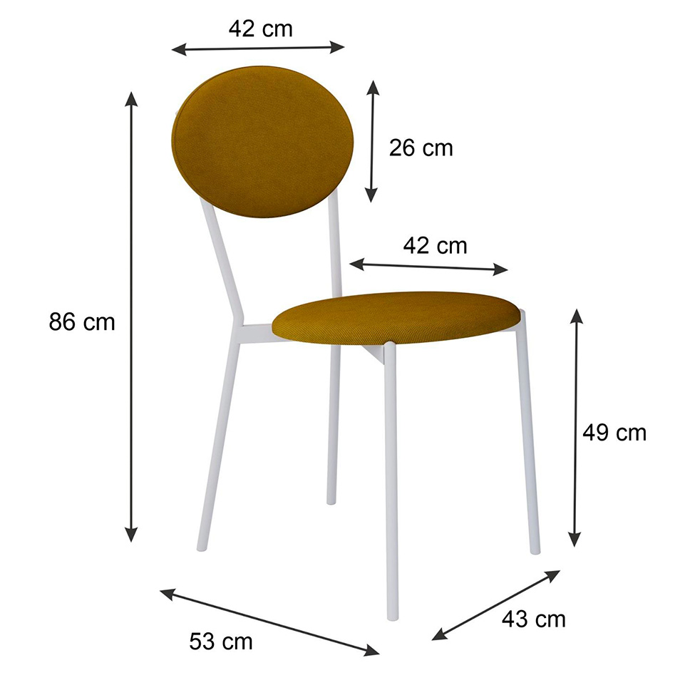 Conjunto com 4 Cadeiras Elipse Poliéster Amarelo e Branco