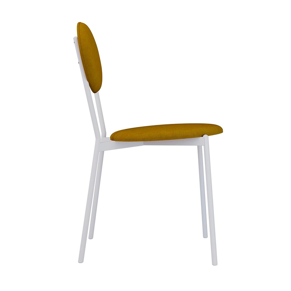 Conjunto com 4 Cadeiras Elipse Poliéster Amarelo e Branco