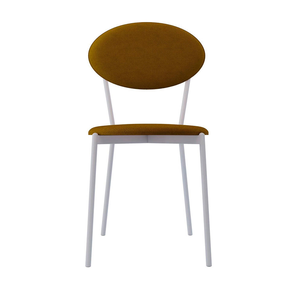 Conjunto com 4 Cadeiras Elipse Poliéster Amarelo e Branco