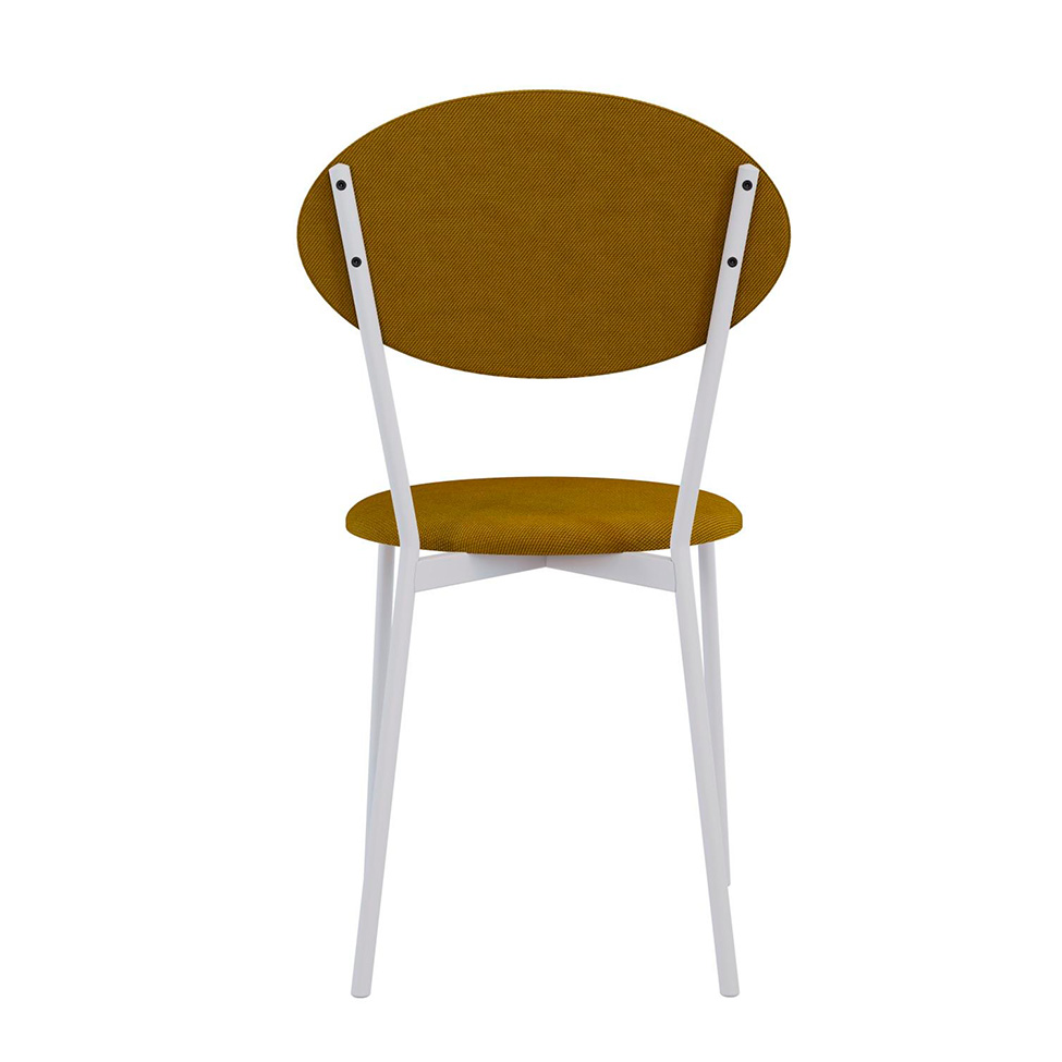 Conjunto com 4 Cadeiras Elipse Poliéster Amarelo e Branco