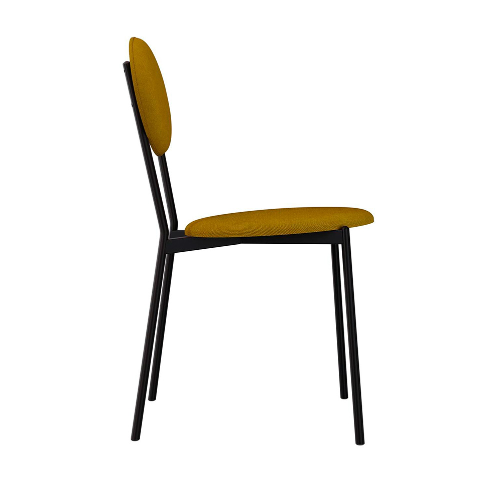 Conjunto com 4 Cadeiras Elipse Poliéster Amarelo e Preto