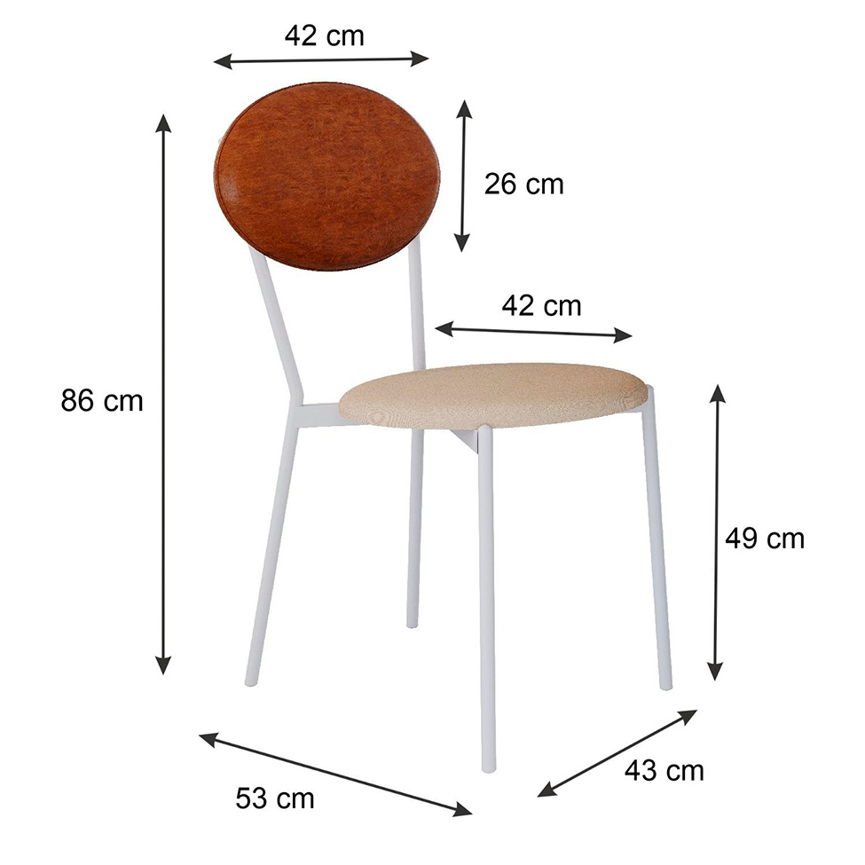 Conjunto com 4 Cadeiras Elipse Poliéster Areia e Caramelo com Branco