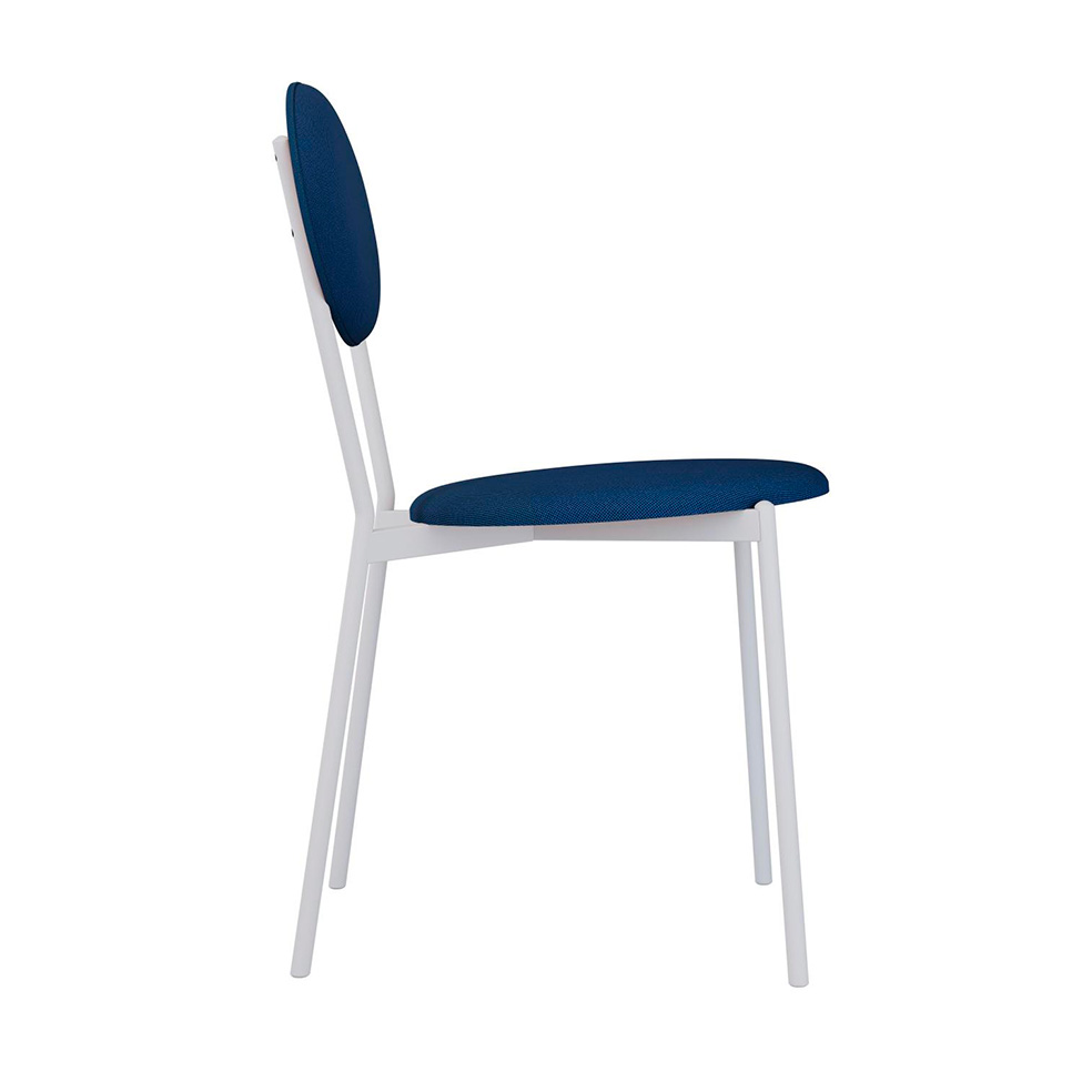 Conjunto com 4 Cadeiras Elipse Poliéster Azul e Branco