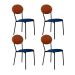 Conjunto com 4 Cadeiras Elipse Poliéster Azul e Caramelo