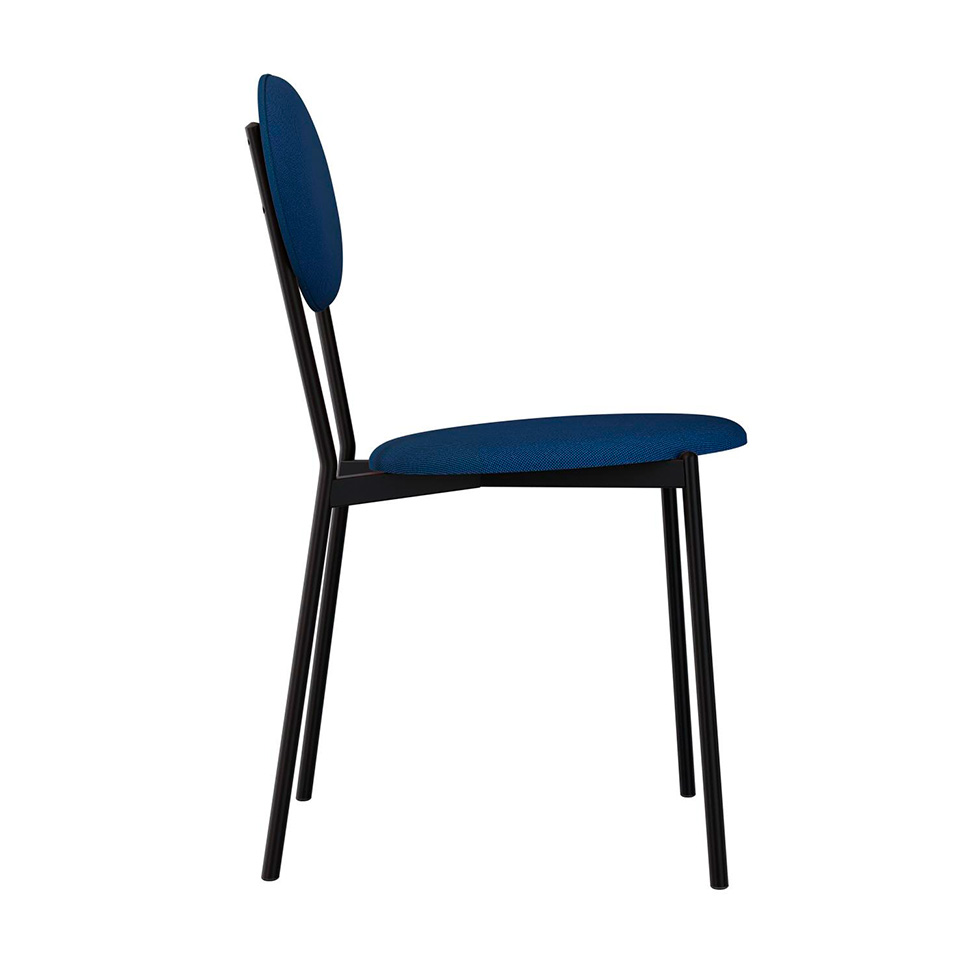 Conjunto com 4 Cadeiras Elipse Poliéster Azul e Preto