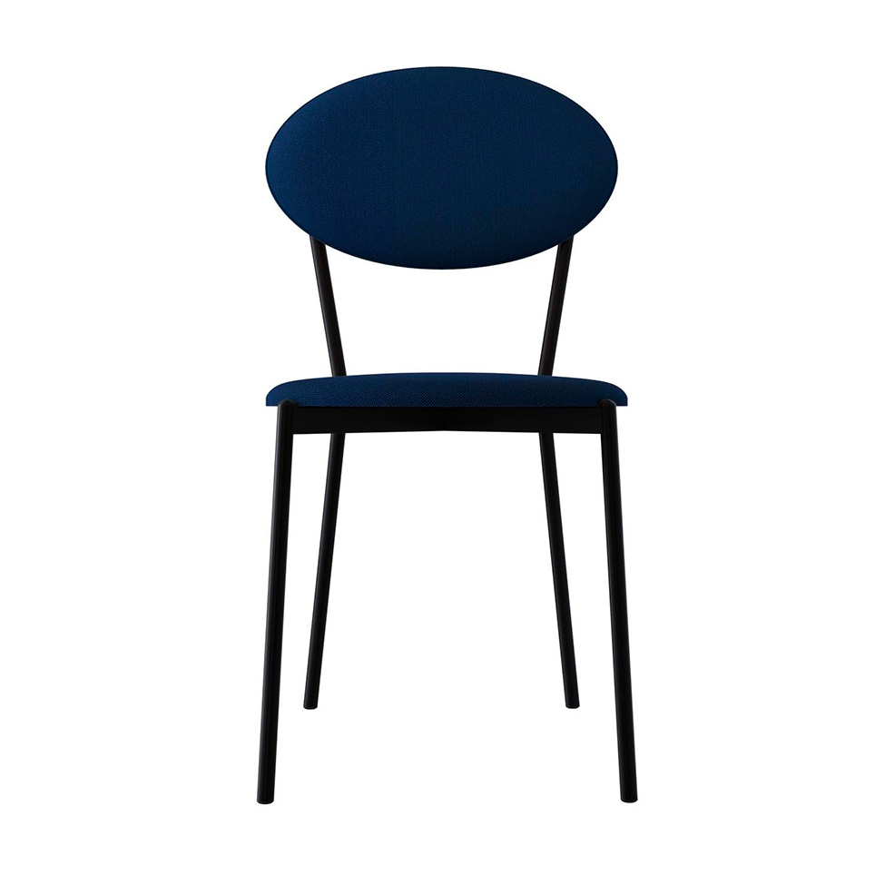 Conjunto com 4 Cadeiras Elipse Poliéster Azul e Preto