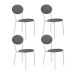 Conjunto com 4 Cadeiras Elipse Poliéster Prata e Branco