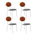 Conjunto com 4 Cadeiras Elipse Poliéster Prata e Caramelo com Branco