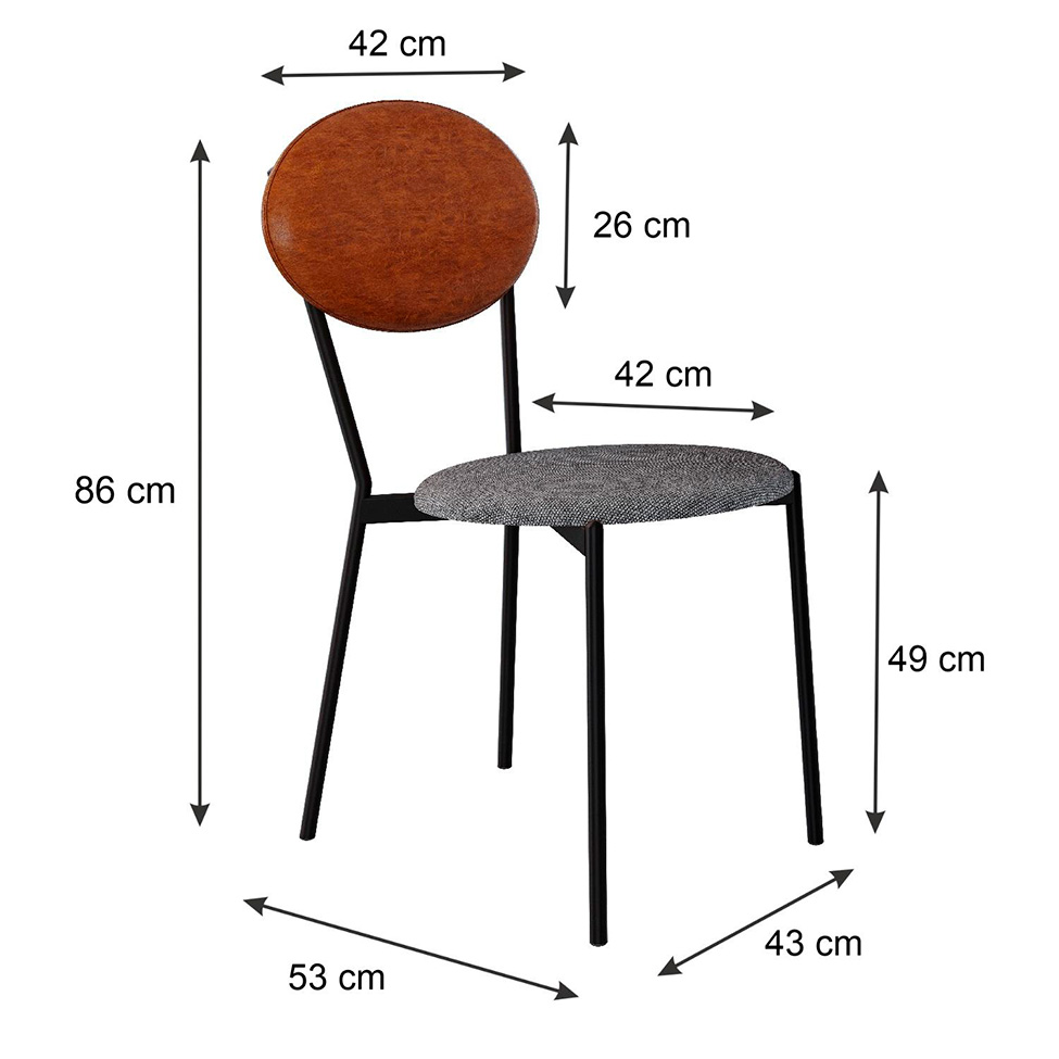 Conjunto com 4 Cadeiras Elipse Poliéster Prata e Caramelo com Preto
