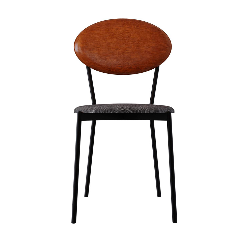 Conjunto com 4 Cadeiras Elipse Poliéster Prata e Caramelo com Preto