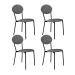 Conjunto com 4 Cadeiras Elipse Poliéster Prata e Preto