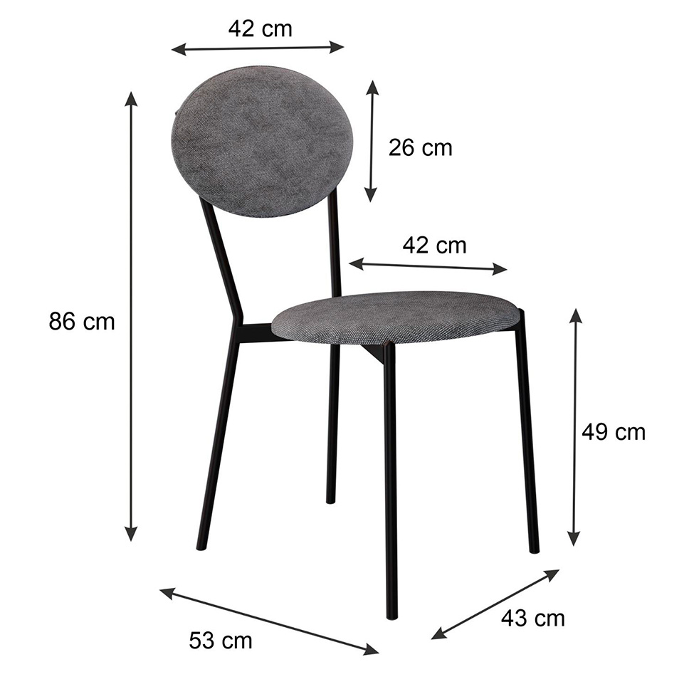 Conjunto com 4 Cadeiras Elipse Poliéster Prata e Preto