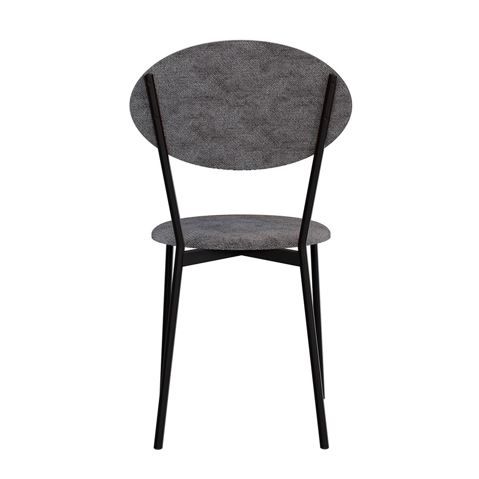 Conjunto com 4 Cadeiras Elipse Poliéster Prata e Preto