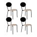 Conjunto com 4 Cadeiras Elipse Poliéster Preto e Areia