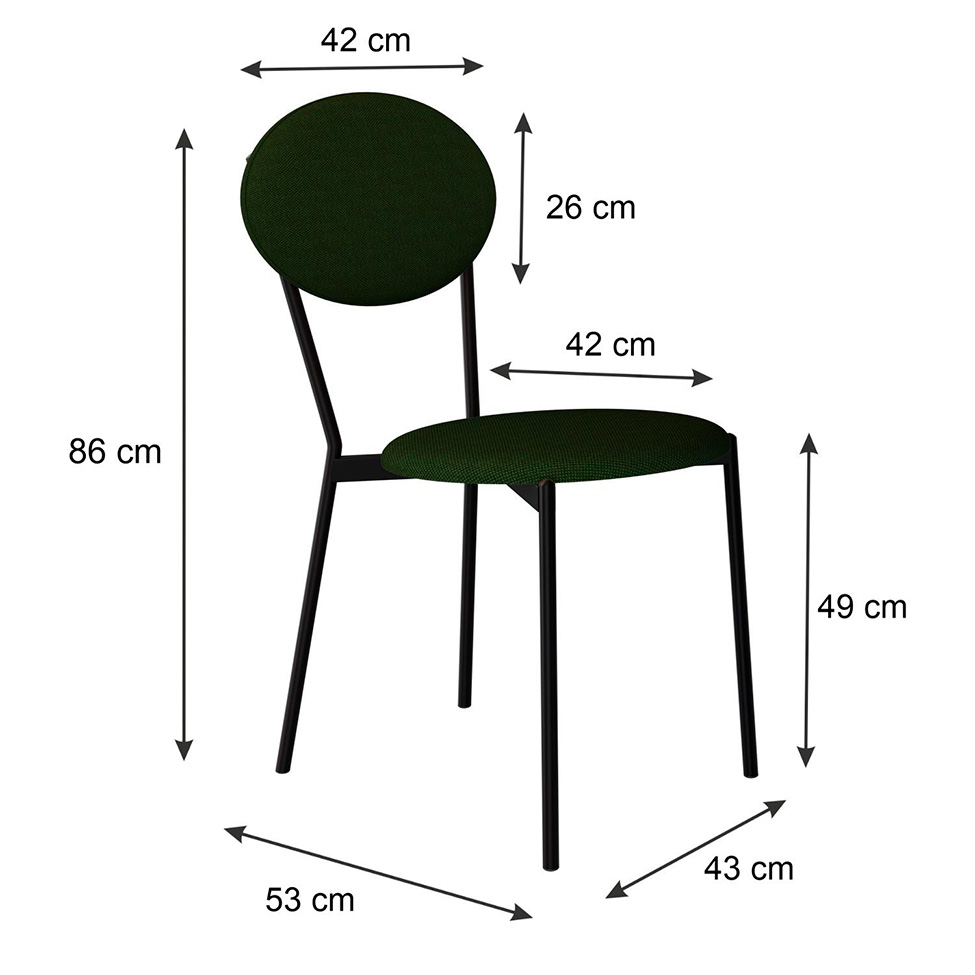 Conjunto com 4 Cadeiras Elipse Poliéster Verde Musgo e Preto