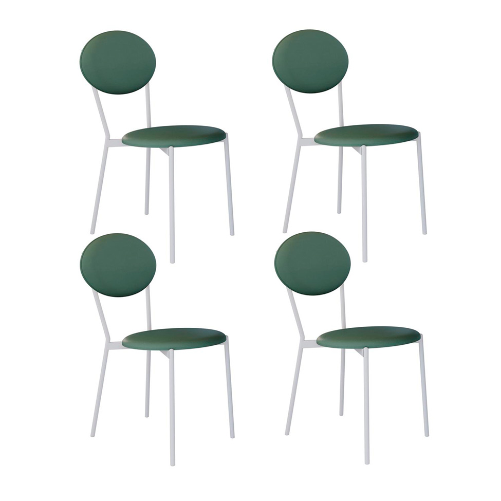 Conjunto com 4 Cadeiras Elipse Revestimento Sintético Verde e Branco