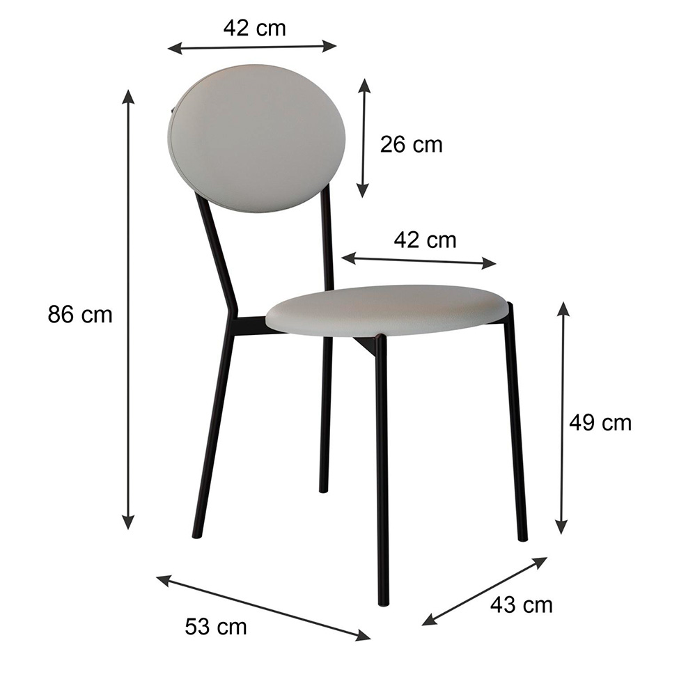 Conjunto com 4 Cadeiras Elipse Revestivemento Sintético Cinza Claro e Preto