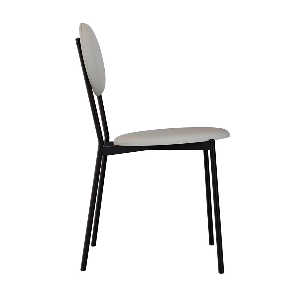 Conjunto com 4 Cadeiras Elipse Revestivemento Sintético Cinza Claro e Preto