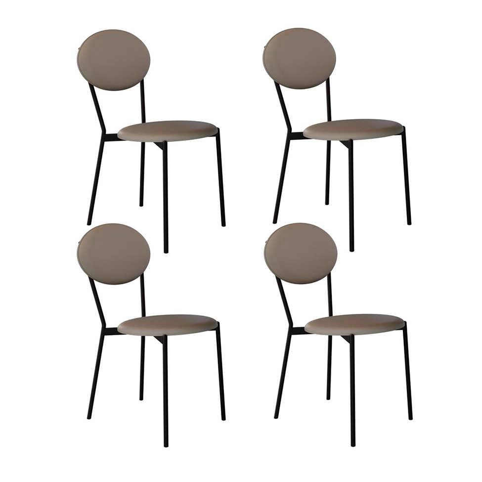 Conjunto com 4 Cadeiras Elipse Revestivemento Sintético Cinza e Preto