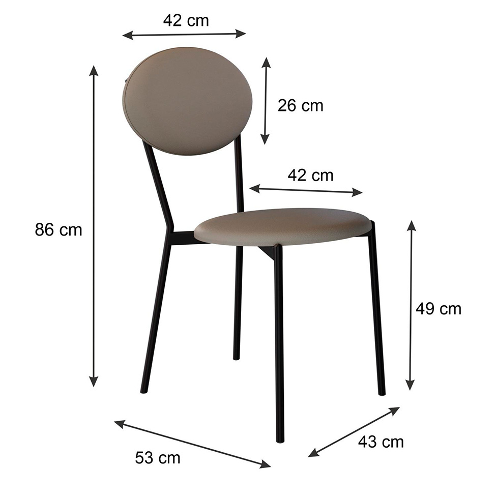 Conjunto com 4 Cadeiras Elipse Revestivemento Sintético Cinza e Preto