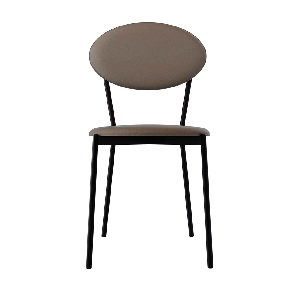 Conjunto com 4 Cadeiras Elipse Revestivemento Sintético Cinza e Preto