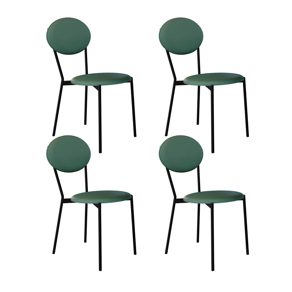 Conjunto com 4 Cadeiras Elipse Revestivemento Sintético Verde e Preto