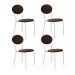 Conjunto com 4 Cadeiras Elipse Veludo Marrom e Branco