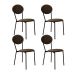 Conjunto com 4 Cadeiras Elipse Veludo Marrom e Preto