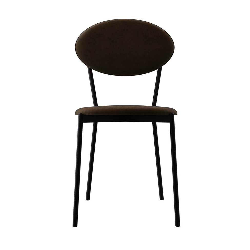 Conjunto com 4 Cadeiras Elipse Veludo Marrom e Preto