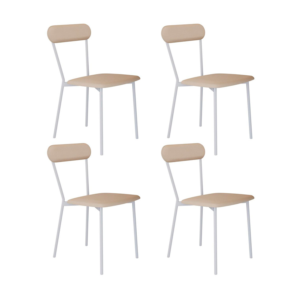 Conjunto com 4 Cadeiras Emília Poliéster Areia e Branco
