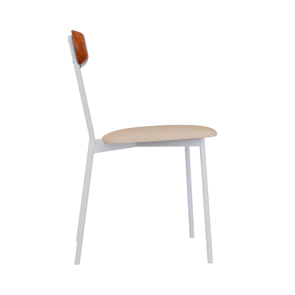 Conjunto com 4 Cadeiras Emília Poliéster Areia e Caramelo com Branco