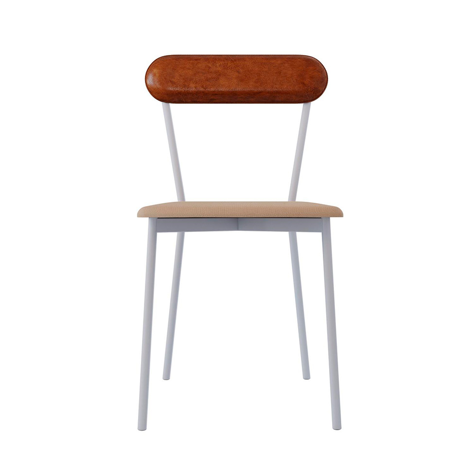 Conjunto com 4 Cadeiras Emília Poliéster Areia e Caramelo com Branco