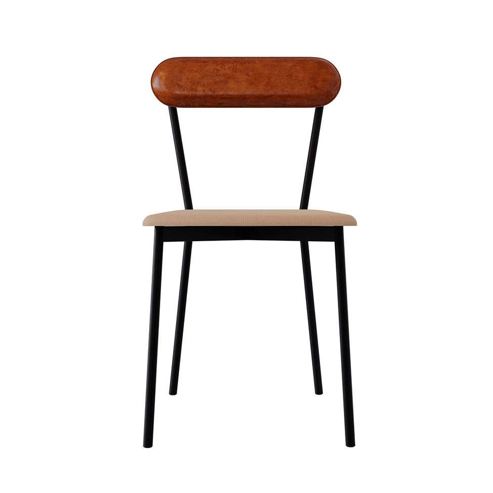 Conjunto com 4 Cadeiras Emília Poliéster Areia e Caramelo com Preto