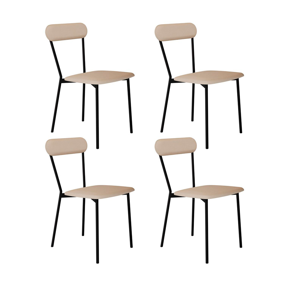 Conjunto com 4 Cadeiras Emília Poliéster Areia e Preto
