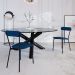 Conjunto com 4 Cadeiras Emília Poliéster Azul e Preto