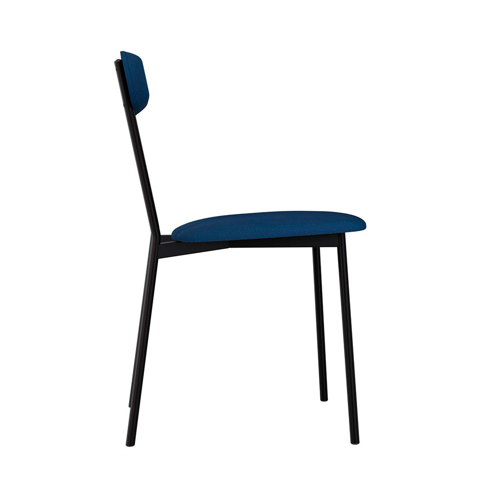 Conjunto com 4 Cadeiras Emília Poliéster Azul e Preto