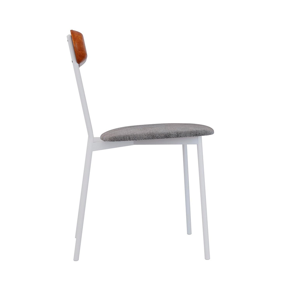 Conjunto com 4 Cadeiras Emília Poliéster Prata e Caramelo com Branco