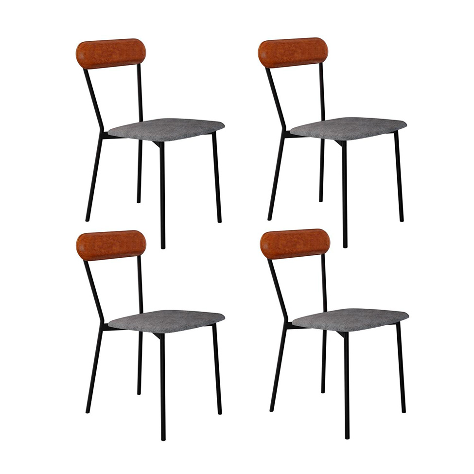 Conjunto com 4 Cadeiras Emília Poliéster Prata e Caramelo com Preto