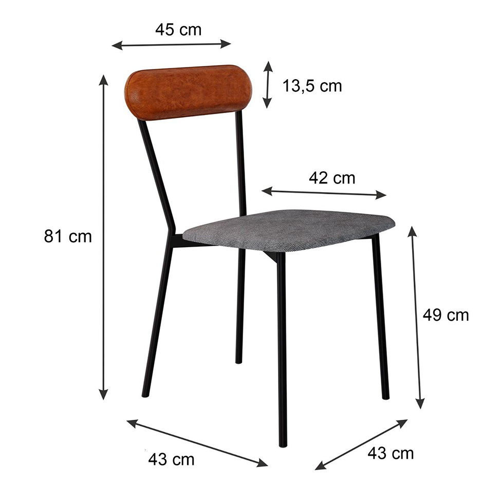 Conjunto com 4 Cadeiras Emília Poliéster Prata e Caramelo com Preto
