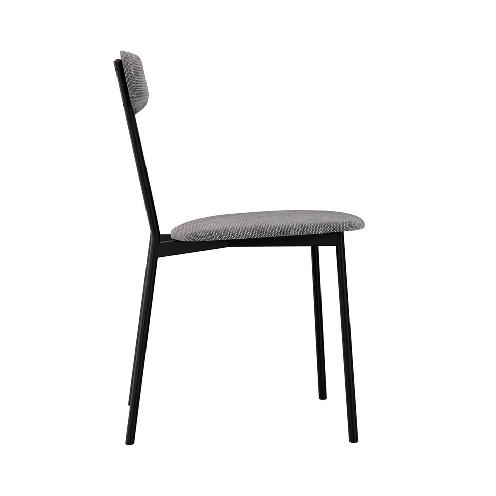 Conjunto com 4 Cadeiras Emília Poliéster Prata e Preto