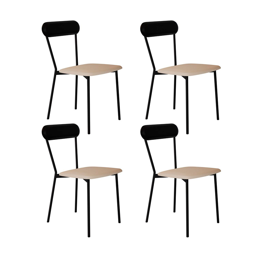 Conjunto com 4 Cadeiras Emília Poliéster Preto e Areia