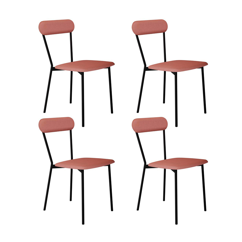 Conjunto com 4 Cadeiras Emília Poliéster Rosa e Preto