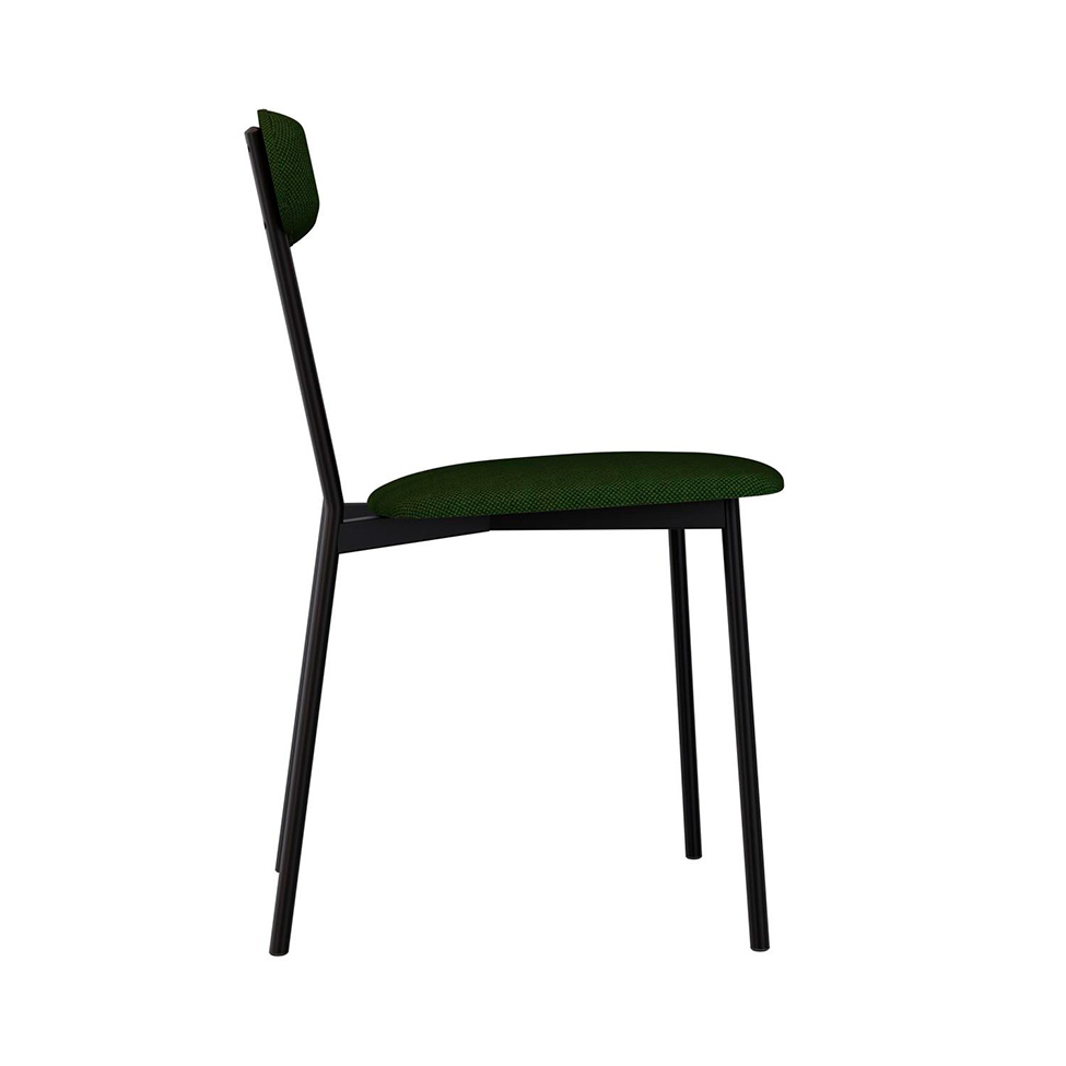 Conjunto com 4 Cadeiras Emília Poliéster Verde Musgo e Preto