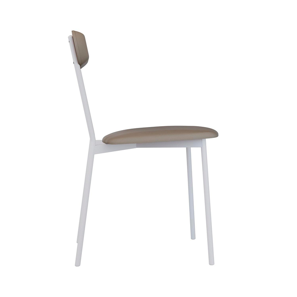 Conjunto com 4 Cadeiras Emília Revestimento Sintético Cinza e Branco